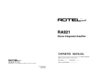 Rotel-RA-921 - Owners manual 